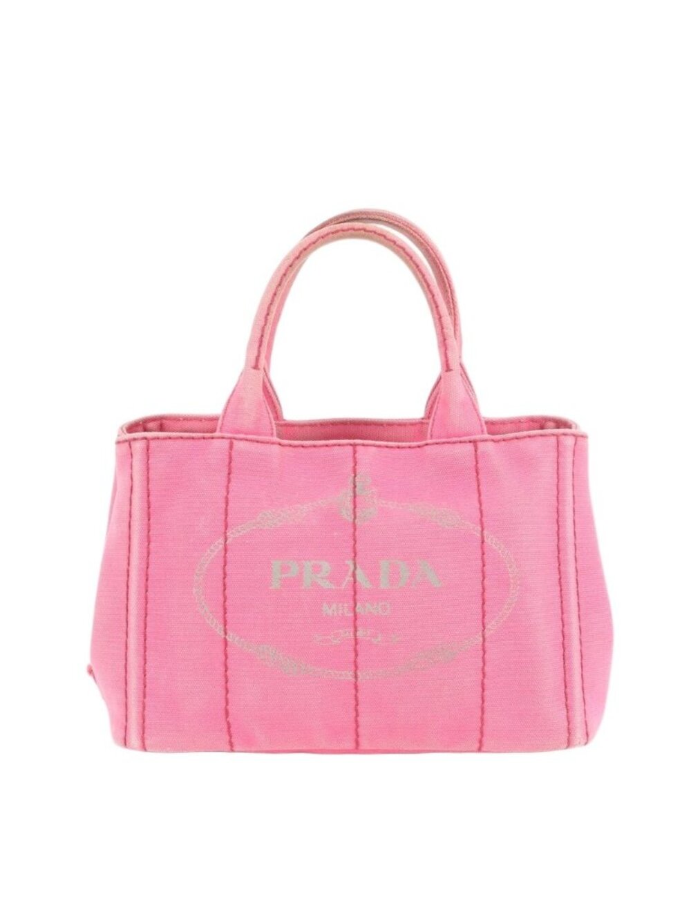Prada Canapa Handbag Tote Trianglelogo Pink - Picture 1 of 8